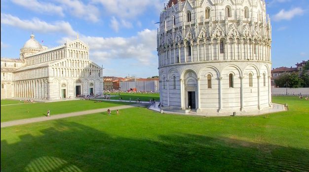 Square of Miracles, Pisa. Wonderful aerial view at summer sunset.