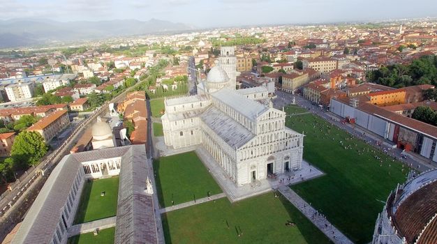 Pisa. Aerial view of Cathedral in Square of Miracles.