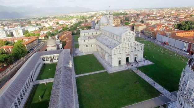 Square of Miracles, Pisa. Wonderful aerial view at summer sunset.