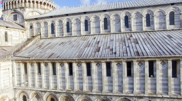 Pisa. Aerial view of Cathedral in Square of Miracles.