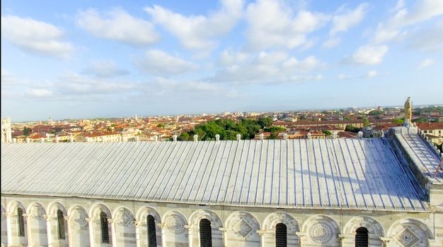 Pisa. Aerial view of Cathedral in Square of Miracles.