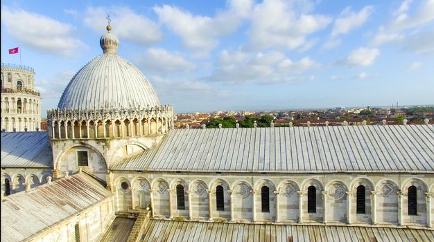 Pisa. Aerial view of Cathedral in Square of Miracles.