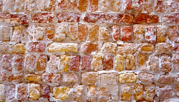 brick wall material texture and background in Venice, Italy