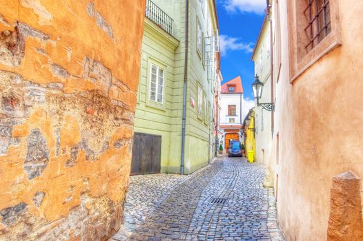 Old streets and buildings of Prague in Czech.