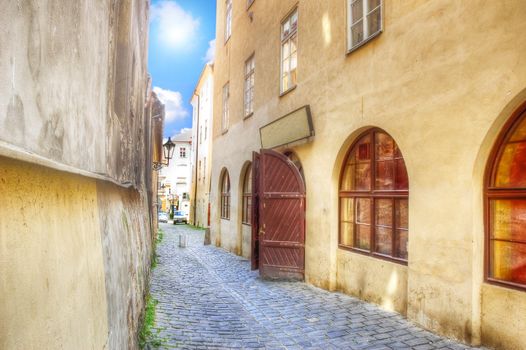 Old streets and buildings of Prague in Czech.