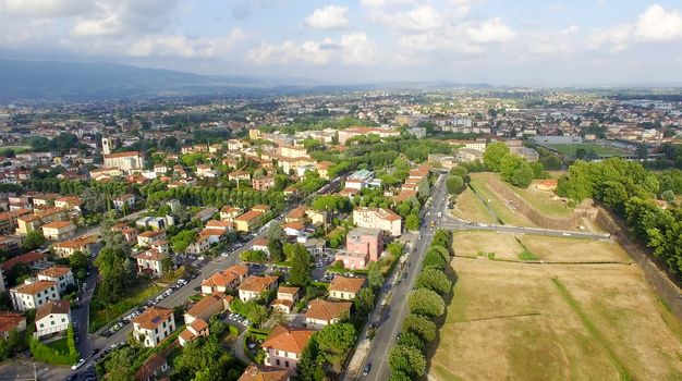 Lucca, Italy- City overhead view.