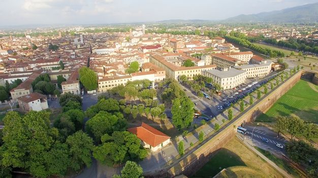 Lucca, Italy- City overhead view.