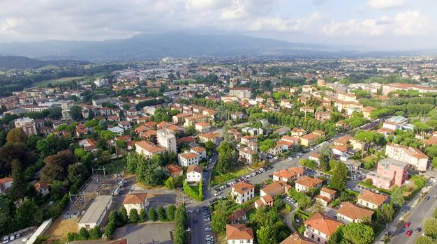 Aerial view of Lucca ancient town, Tuscany, Italy.