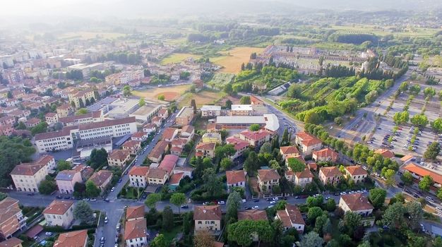 Aerial view of Lucca, ancient town of Tuscany.