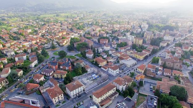 Lucca, Italy- City overhead view.