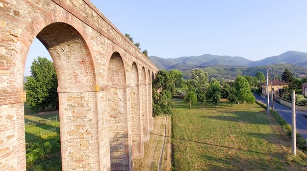 Lucca. Aerial view of ancient aqueduct.