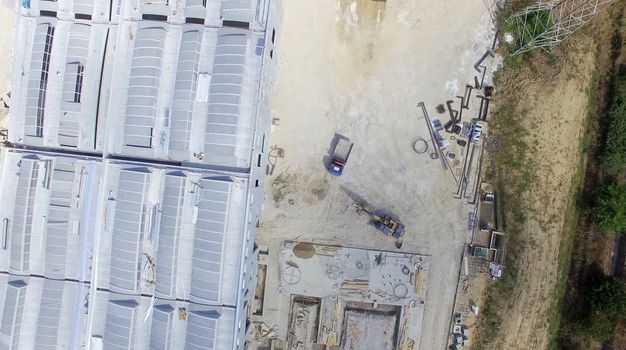 Overhead view of construction site.