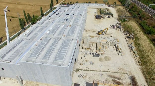 Overhead view of construction site.