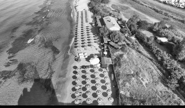 Beautiful beach in Tuscany. Overhead view.