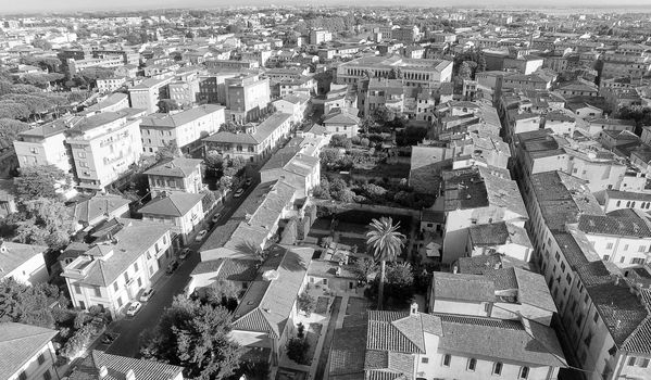 Pisa, Italy. Aerial view of city streets.