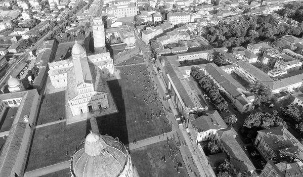 Pisa, Italy. Aerial view of city streets.