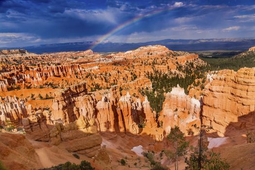 Rainbow Dark Clouds Storm Amphitheater Hoodoos Bryce Point Bryce Canyon National Park Utah 