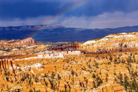 Rainbow Dark Clouds Storm Amphitheater Hoodoos Bryce Point Bryce Canyon National Park Utah 