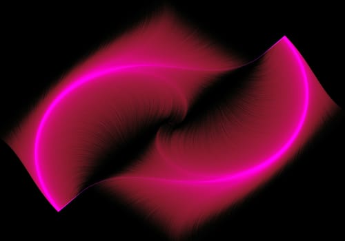 Fractal image on a black background depict colorful drawings in the form of beautiful feathers.