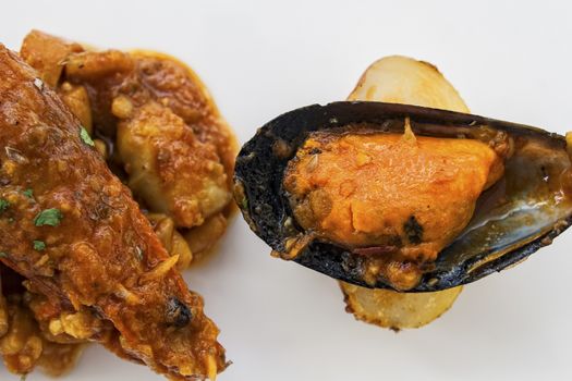 fried shrimp and mussel