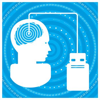 global communications silhouette of a man's head with a network. Concept of communication