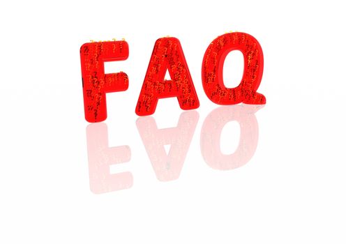 Abbreviation FAQ consisting of a set of small question marks on the white backdrop.