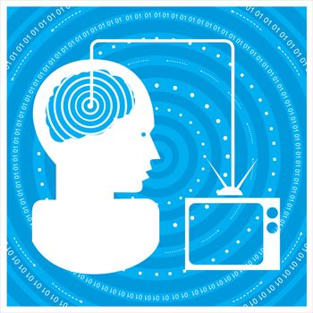 global communications silhouette of a man's head with a network. Concept of communication