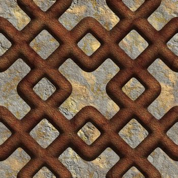 Rusty, red, seamless tileable decorative background pattern