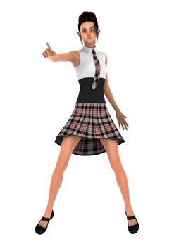 3D digital render of a teenager schoolgirl isolated on white background