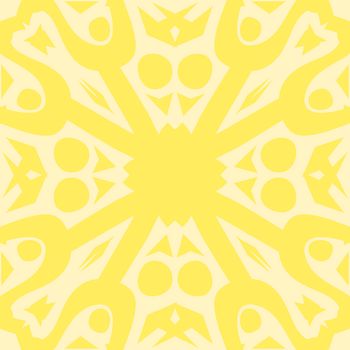 Decorative yellow symmetrical repeating tile pattern background