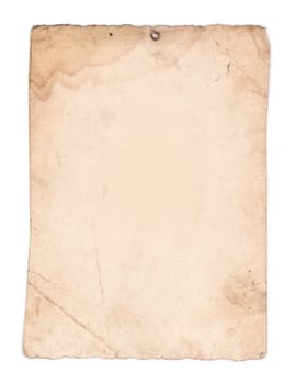 brown old paper isolated on white background