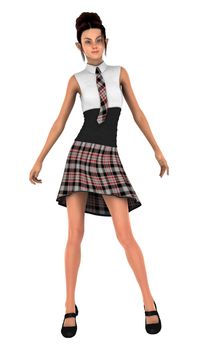 3D digital render of a teenager schoolgirl isolated on white background