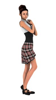 3D digital render of a teenager schoolgirl isolated on white background