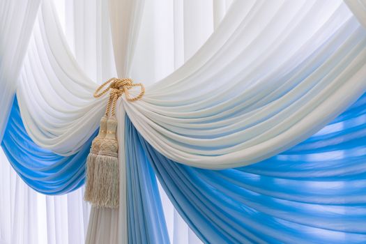 Luxury sweet white and blue curtain and tassel