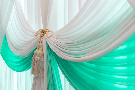 Luxury sweet white and blue curtain and tassel