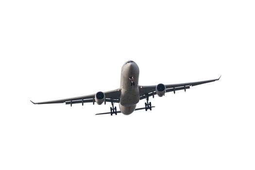 Passenger business airplane take off and flying on white background, use for air transport, journey and travel concept