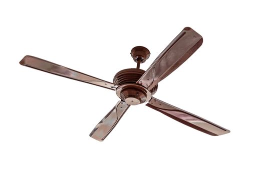 Four blades brown Ceiling fan isolated