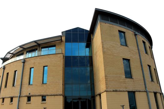 Exterior of a new modern office building on a white background