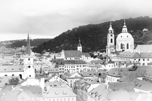 Panorama of Prague. Photo in retro vintage style.