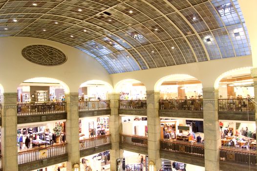 Shopping center. Picture of big multilevel shopping center.