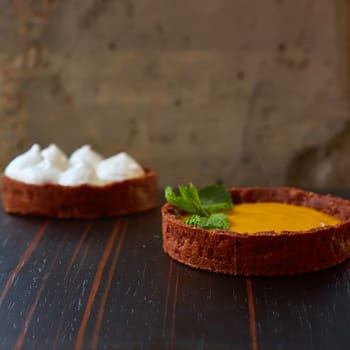 Home made tartlets. selective focus. with copy space 