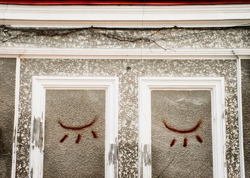 Creative drawing on a house