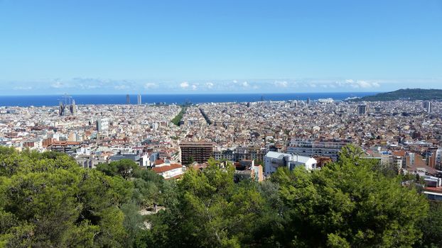 Panoramic view of Barcelona (Spain) from Park Guell