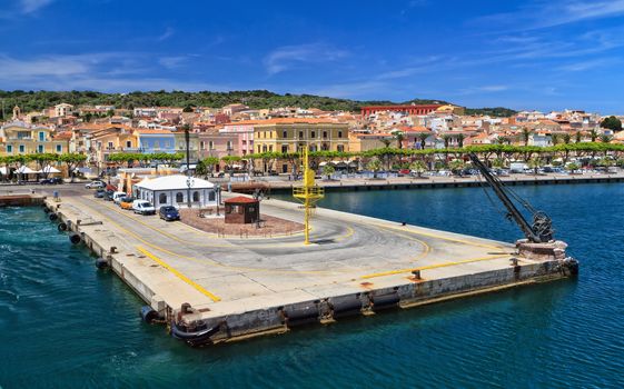 Promenade and harbor in Carloforte, Sardinia, Italy