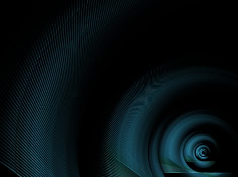 blue abstract fractal spiral pattern on black background