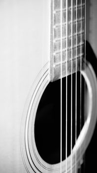 still life close up part of guitar black and white color tone style