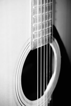 still life close up part of guitar black and white color tone style