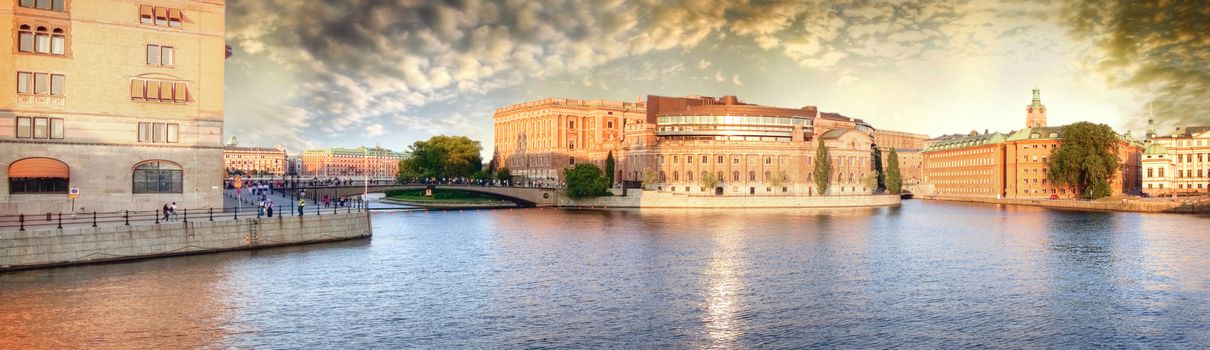 Scandinavia. Panorama of Stockholm with parliament in the middle.