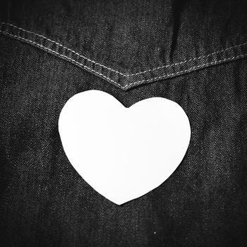 red heart on jean black and white tone color style