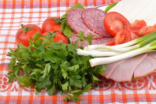 food on romanian traditional towel